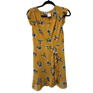 Monteau Floral‎ Wrap Dress Ruffle Sleeves Casual Summer Dress Large